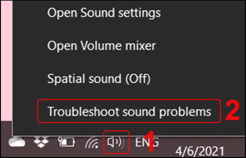 Chọn Troubleshoot sound problems.