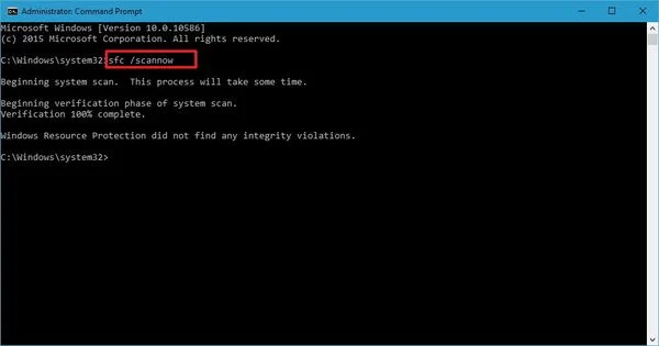 Dùng SFC Scannow để sửa file hệ thống bị hỏng