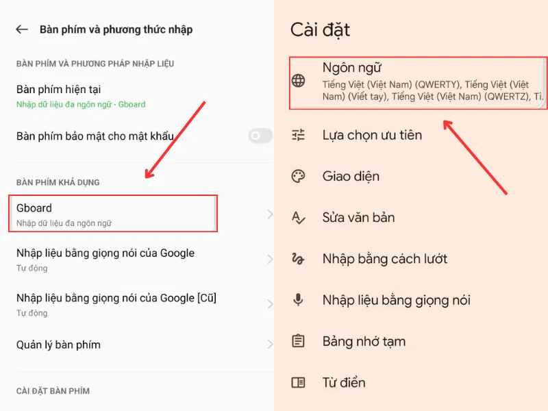 Kiểm tra cài đặt ngôn ngữ và bàn phím