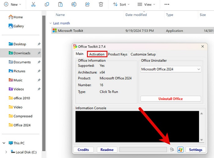 Nhấp vào biểu tượng Microsoft Office