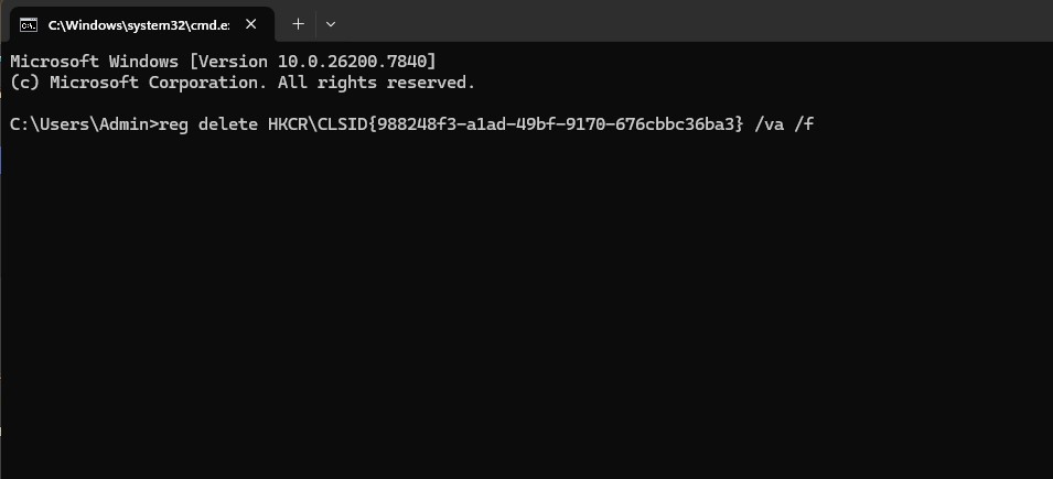 Sử dụng Command Prompt để sửa registry