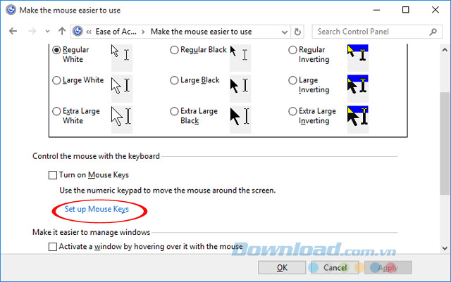 Tính năng Mouse Keys vô tình được kích hoạt