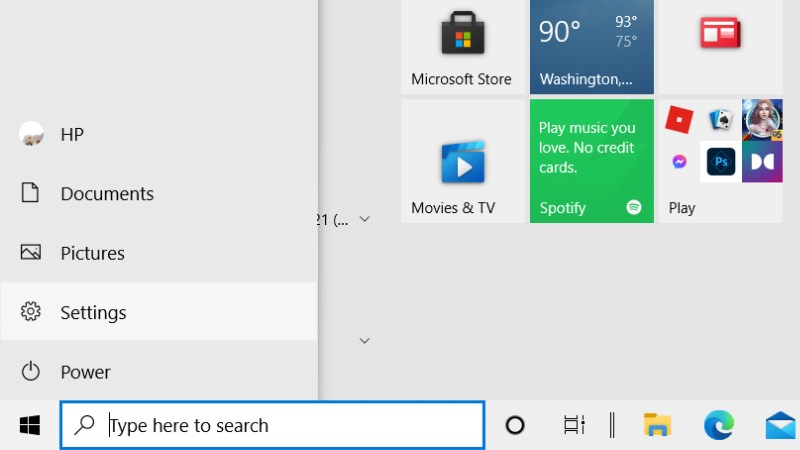 Vào Start Menu, bấm tìm kiếm Settings
